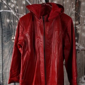 Leather Jacket Red made in Cotacachi- Ecuador| XXL